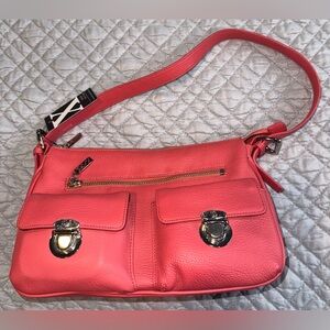 NWT Maxx NY Coral Tone Small Leather Shoulder Bag Silver Tone Hardware